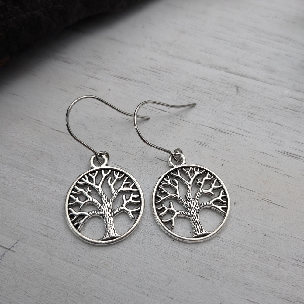 Elegant Silver Tree of Life Earrings